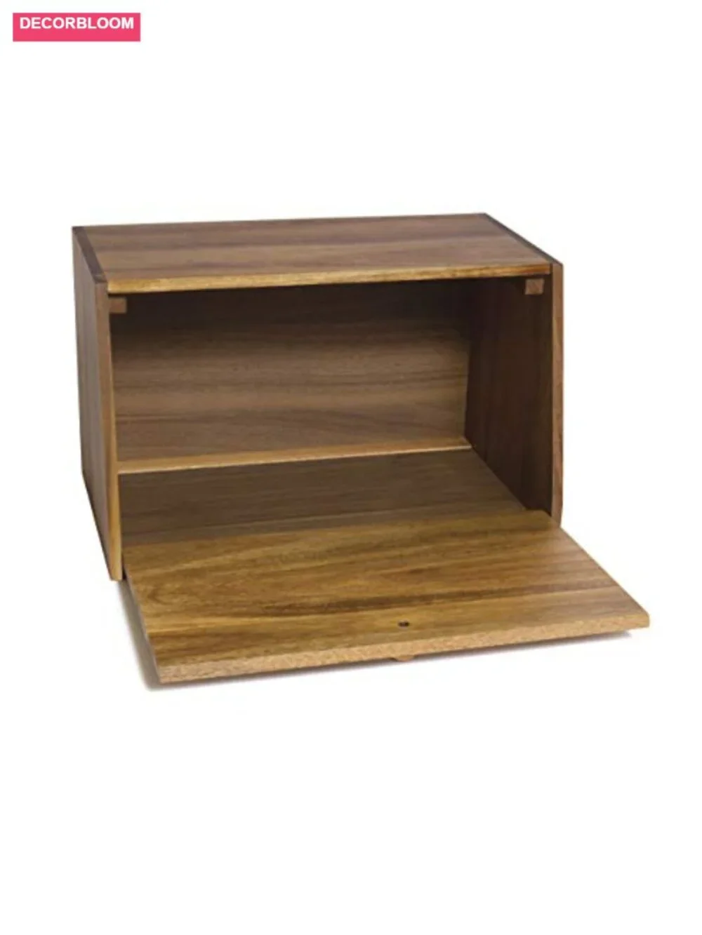 Acacia Wood Bread Box with Solid Door - Kitchen Storage